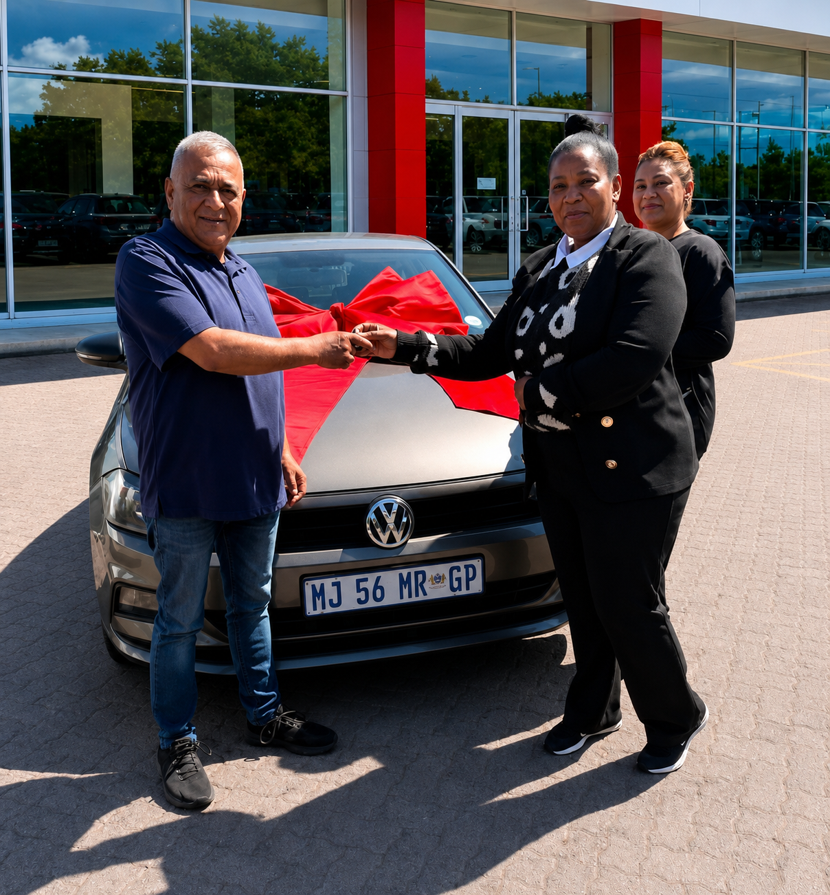 Happy Drive Motor Group SA client receiving keys to a new car