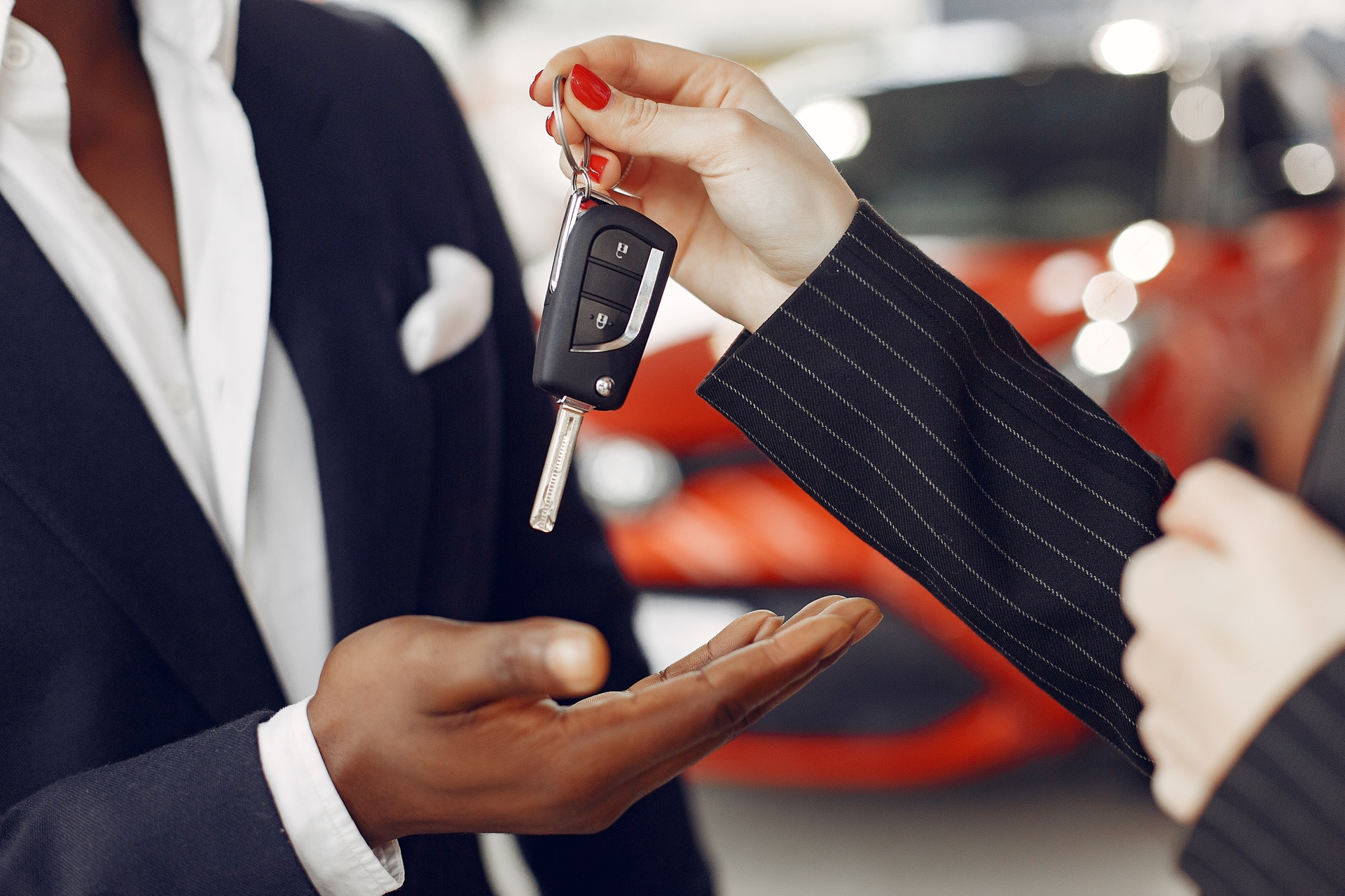 Customer receiving vehicle keys